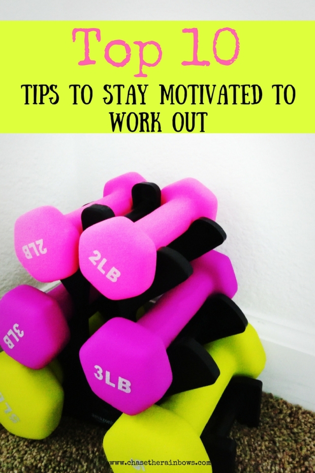 Top 10 Tips To Stay Motivated To Work Out - If you are having trouble staying focused and motivated to exercise then this is the post for you! It includes 10 practical tips to stay driven and excited about fitness - woohoo! Click through to check out the tips!