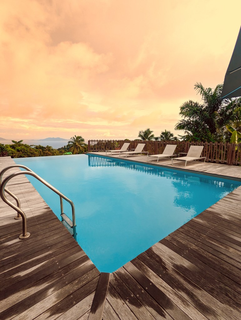 le jardin malanga guadeloupe pool sunrise