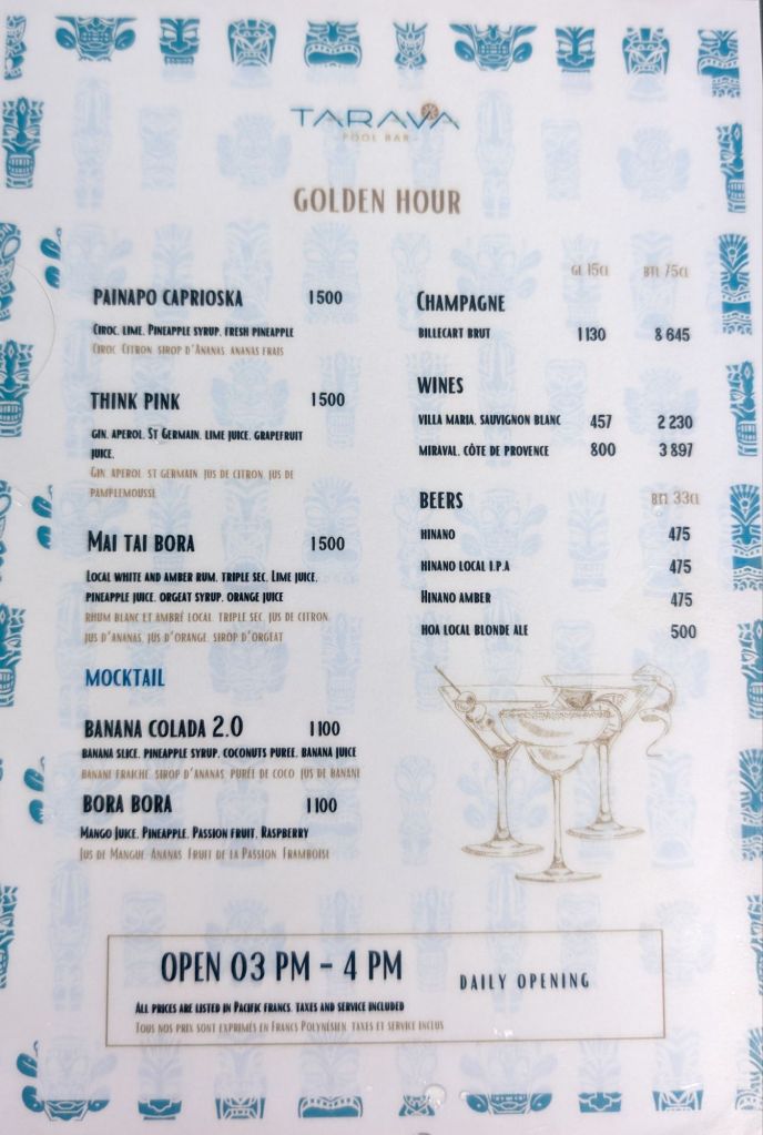 conrad bora bora nui drinks menu