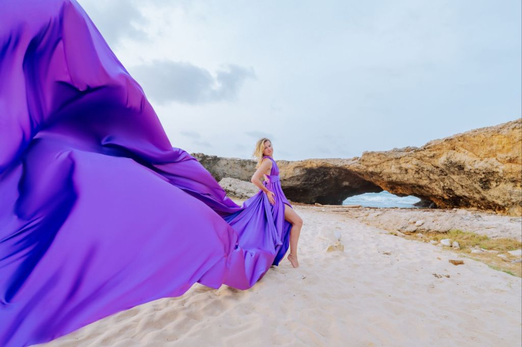 flying dress photoshoot aruba