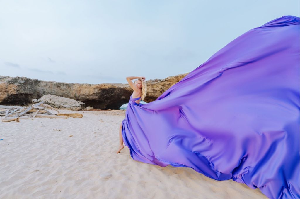 flying dress photoshoot aruba