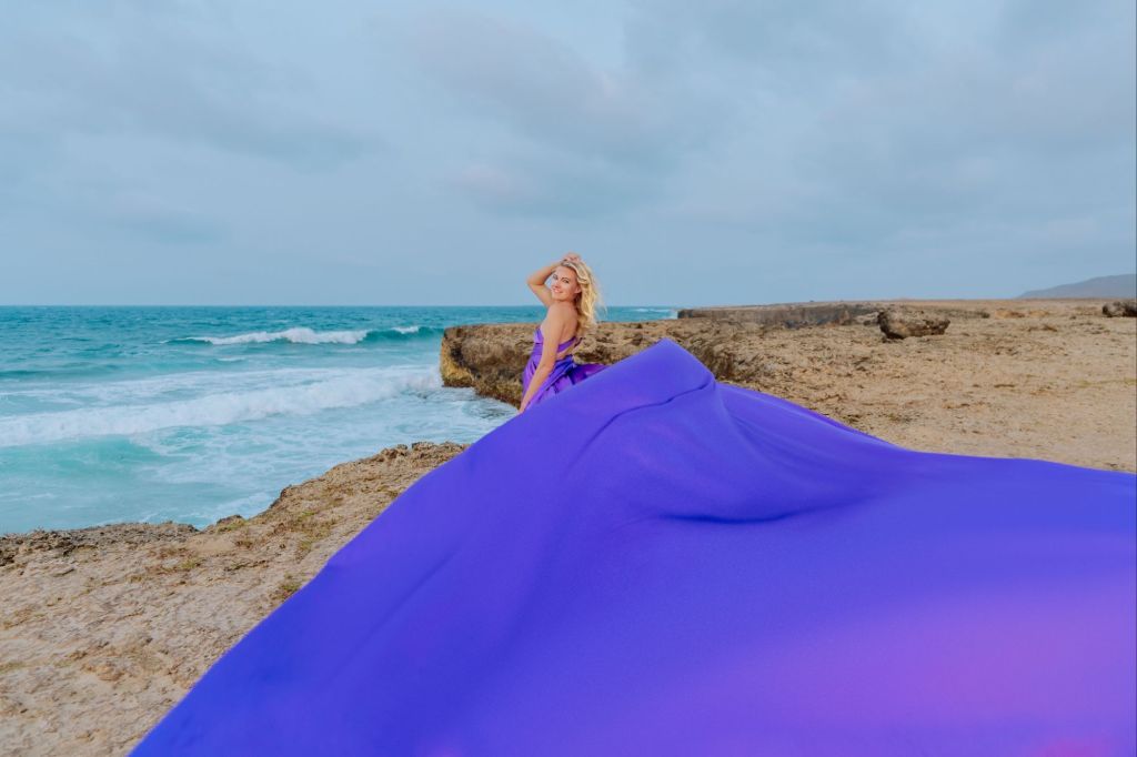 flying dress photoshoot aruba