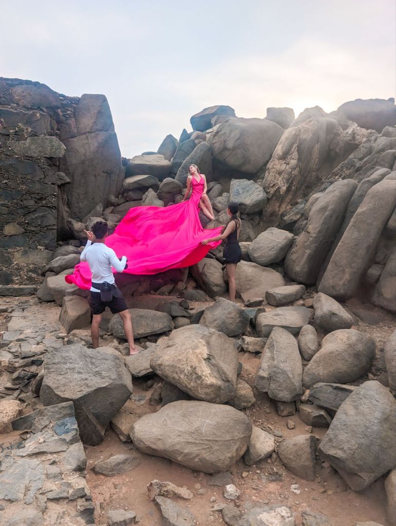 flying dress photoshoot aruba