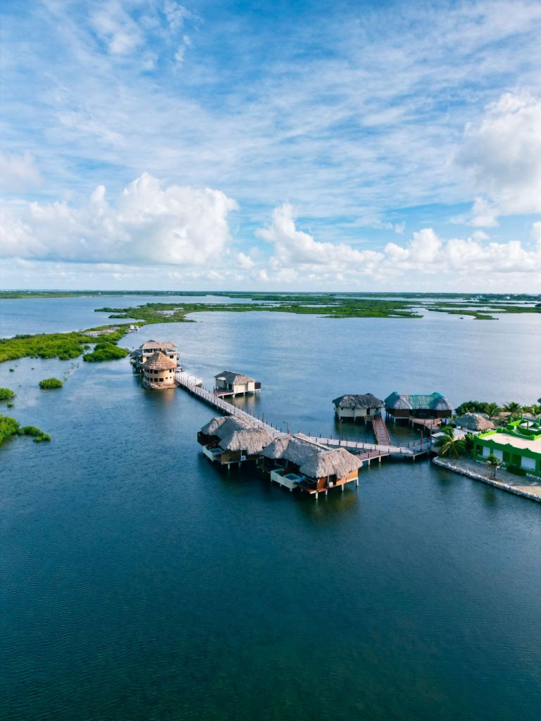 lina point overwater resort hotel review belize ambergris caye aerial