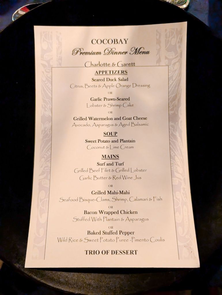 cocobay resort antigua menu